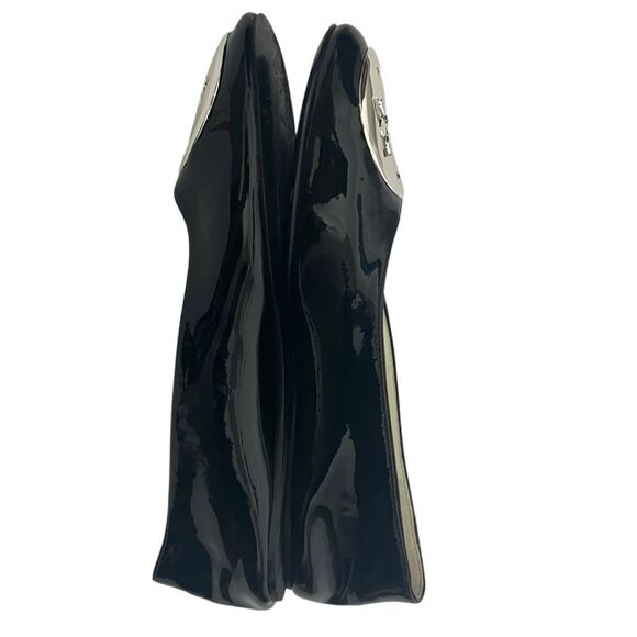 Tory Burch Reva Black Patent Ballet Flats Size 7M Logo Coin Shoes - Picture 4 of 11